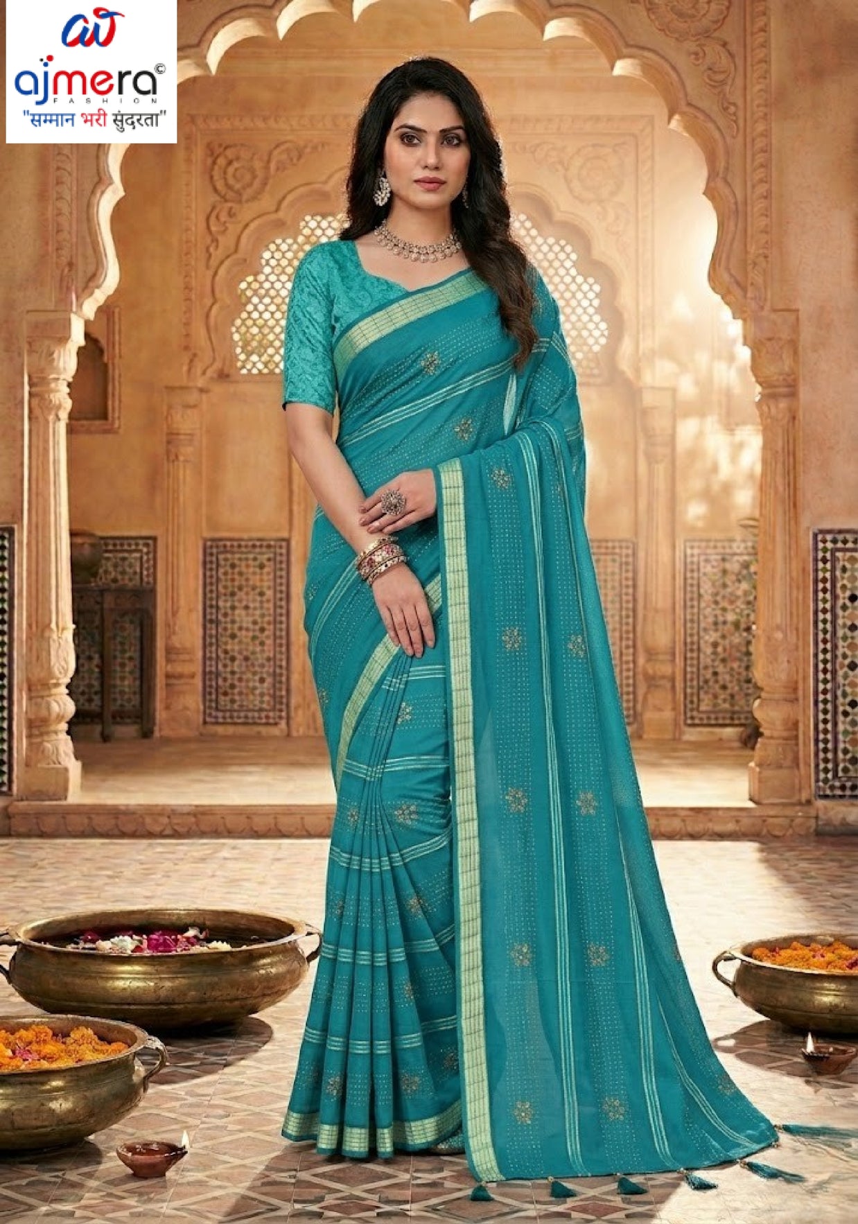 Latest Dyed Matching Saree with Blouse Piece for Premium Ethnic and Traditional Wear | TIK-UPI