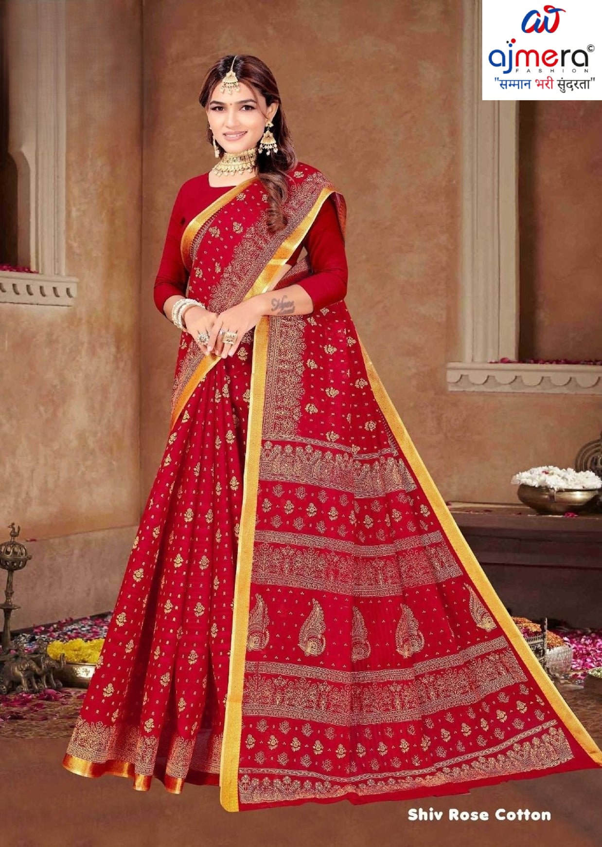 Handloom Cotton Saree with Without Blouse for Premium Ethnic and Traditional Wear | MSS-SHIV ROSE COTTON