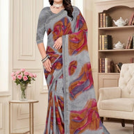 Chiffon Print Loose Saree with Blouse for Premium Ethnic and Traditional Wear | TTS-VISHWA