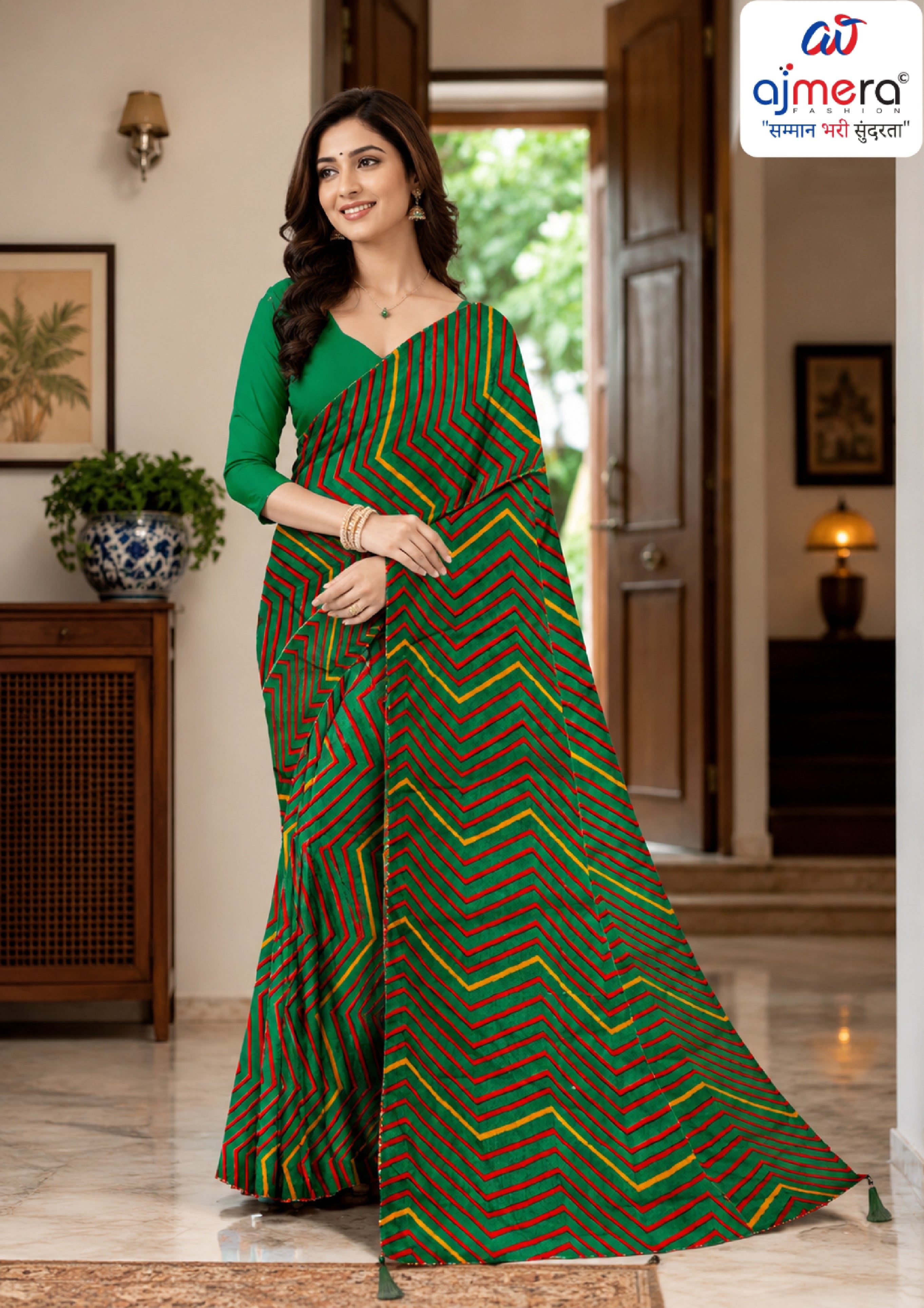 Zomato Print Loose Saree with Blouse for Premium Ethnic and Traditional Wear | CAS-SAWARIYA