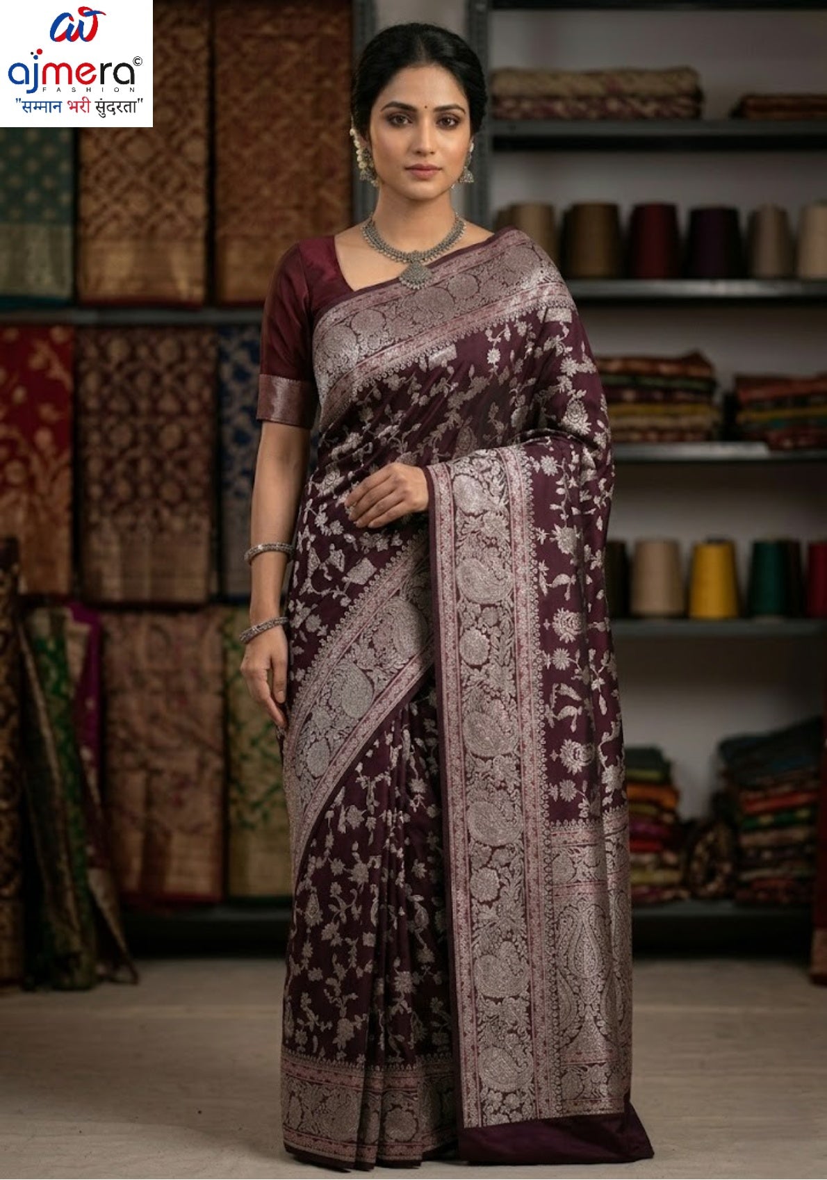Graceful Jacquard Silk Saree with Blouse Piece for Timeless Ethnic Fashion | DS-ROSE