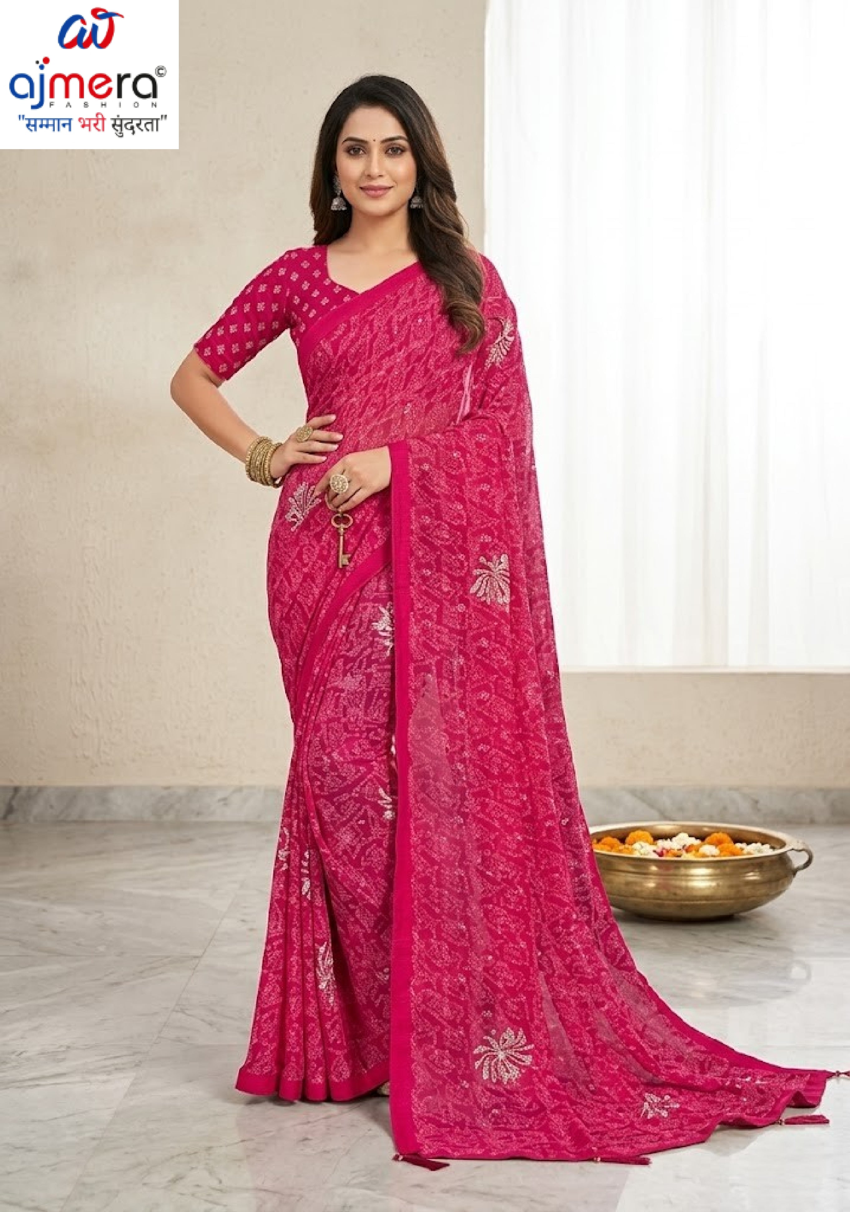 Fashionable Printed Saree with Blouse Piece for Festive Collection  | RDD-JYOTHI