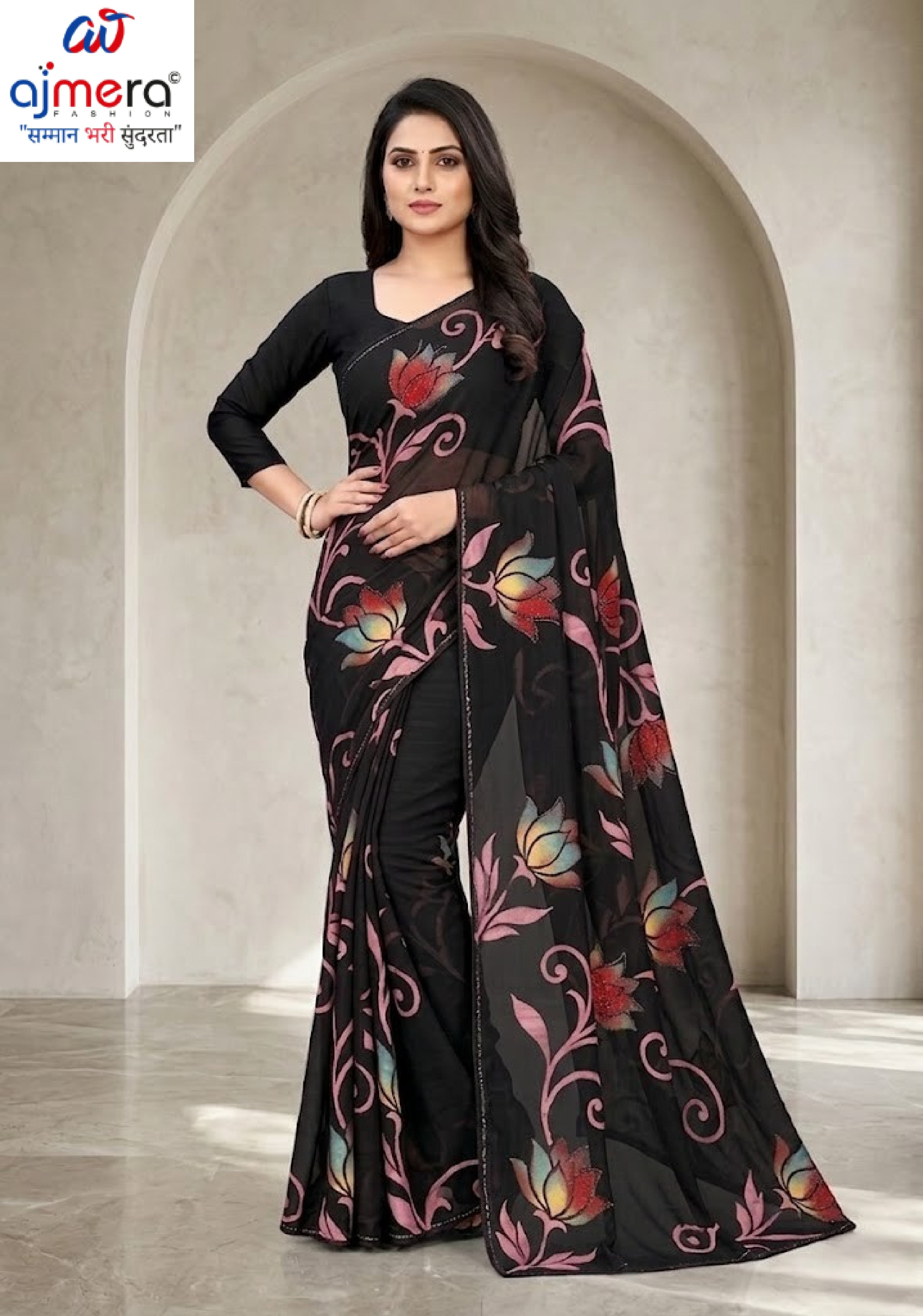 Fashionable Printed Saree with Blouse Piece for Festive Collection | SSR-PRIYATAMA