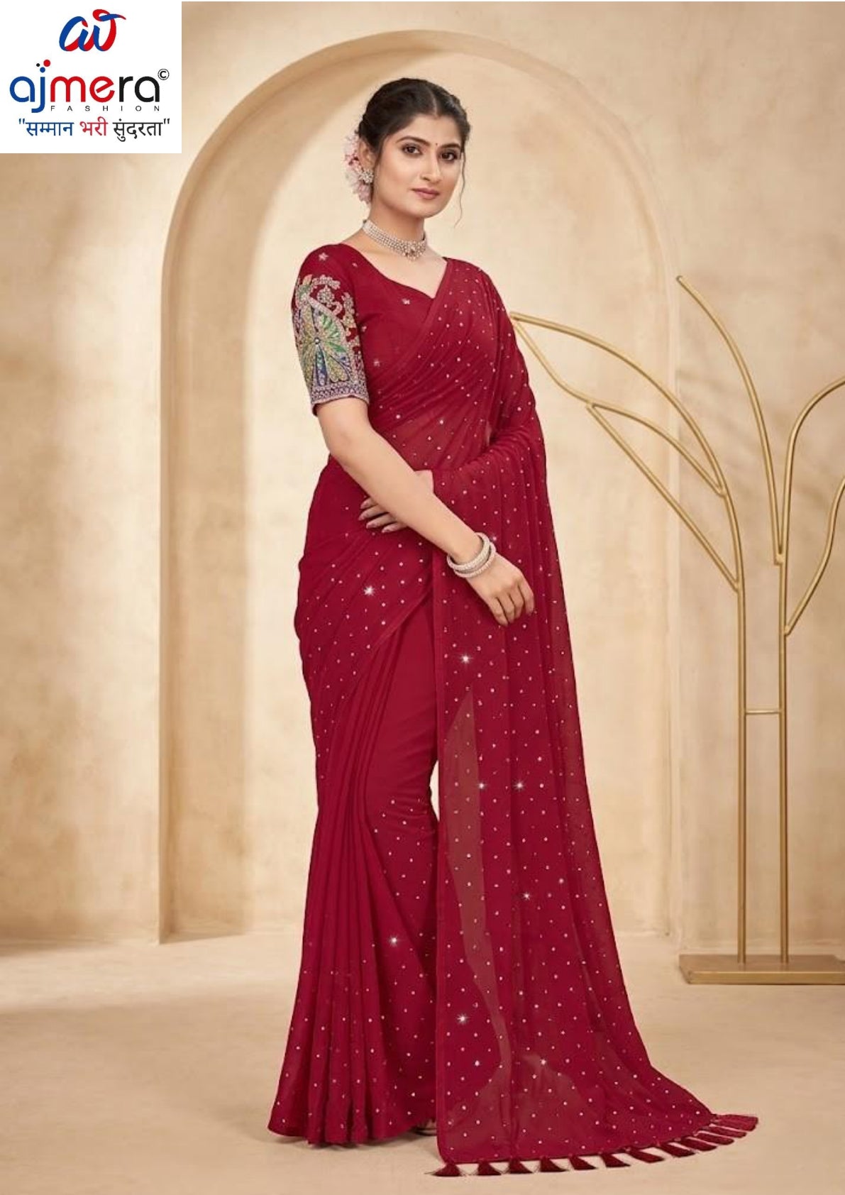 Georgette Dyed Matching Saree Wholesaler with Blouse Piece for Premium Ethnic and Traditional Wear | RLL-PROUD INDIAN-2