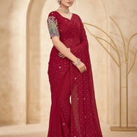 Georgette Dyed Matching Saree Wholesaler with Blouse Piece for Premium Ethnic and Traditional Wear | RLL-PROUD INDIAN-2
