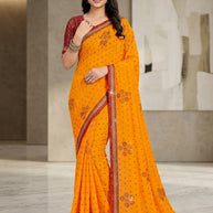 Premium Printed Saree with Matching Blouse Piece for Ethnic Elegance  | CAS-PALKI