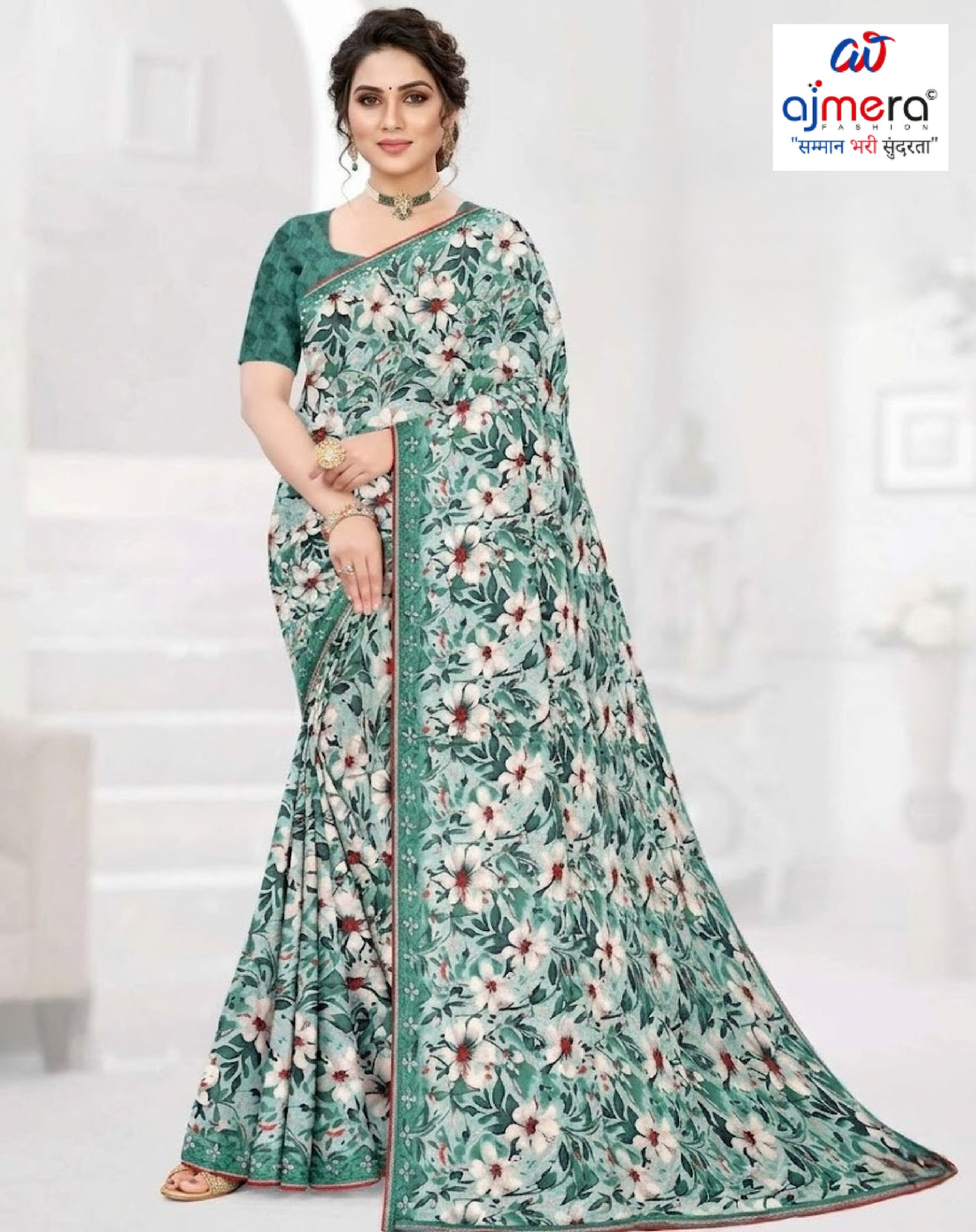 Fashionable Printed Saree with Blouse Piece for Festive Collection | GLC-LARA CHIFFION