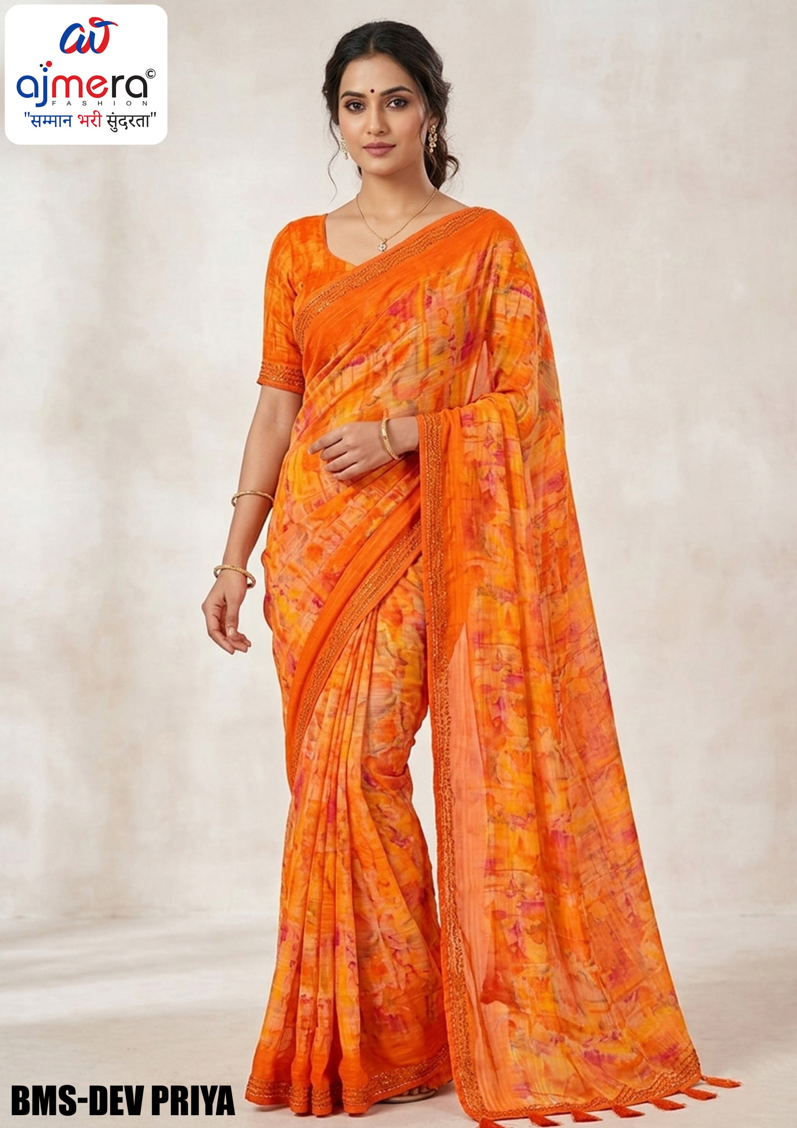 Weightless Print Loose Saree with Blouse for Premium Ethnic and Traditional Wear | BMS-DEV PRIYA