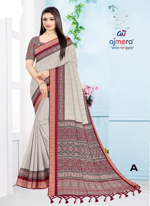 Classic Printed Saree with Blouse Piece for Timeless Traditional Style | PUS-JALPARI-2A