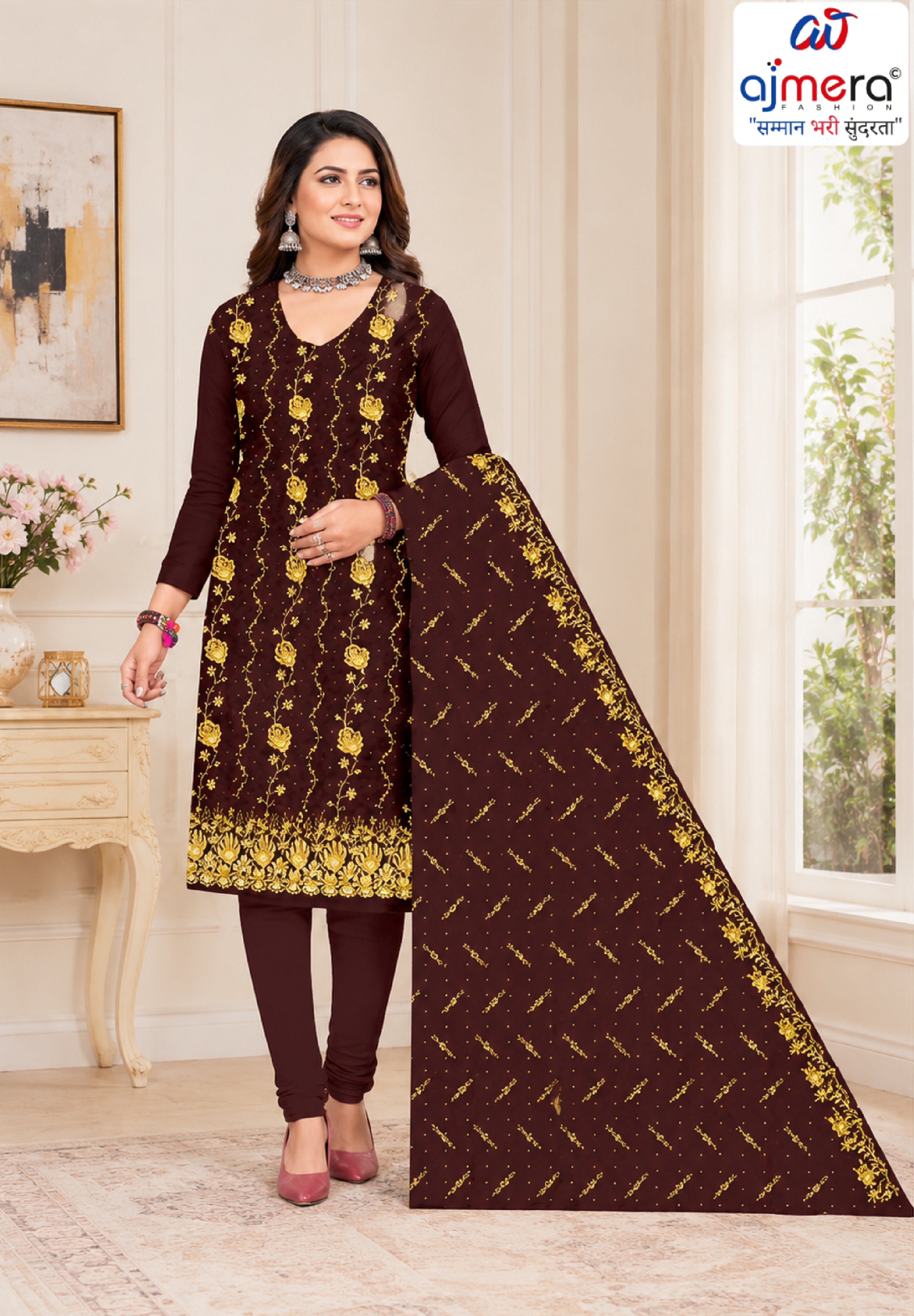 Premium Indo Unstitched Suit Set | RID-VYAPAAR-3