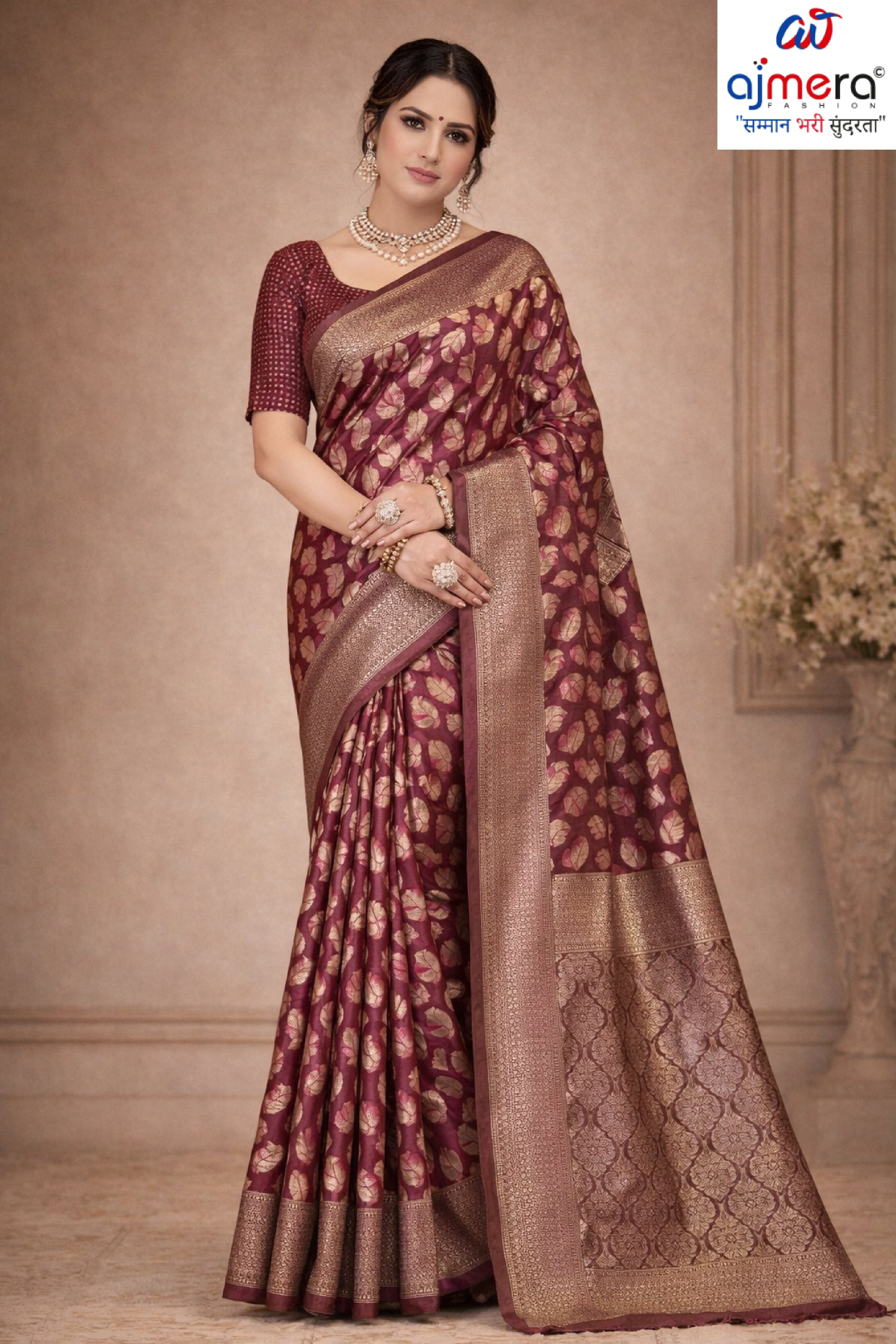 Traditional Rapier Silk Matching Saree With Blouse Piece | SOJ-HEENA LINEN