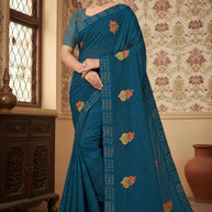 Premium Dyed Matching Saree with Blouse Piece for Premium Ethnic and Traditional Wear | VKM-LOVE GURU