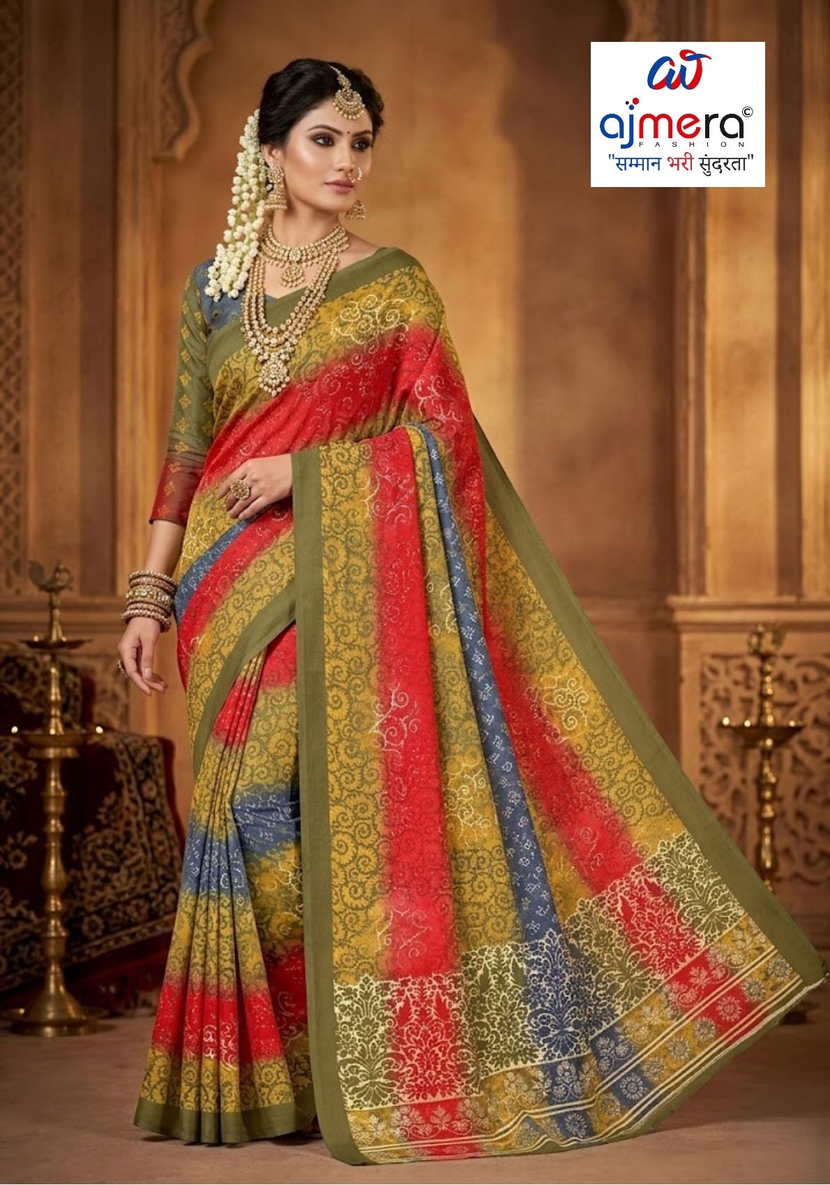 Moss Print Loose Saree with Blouse for Premium Ethnic and Traditional Wear | TD-DHAMAKA