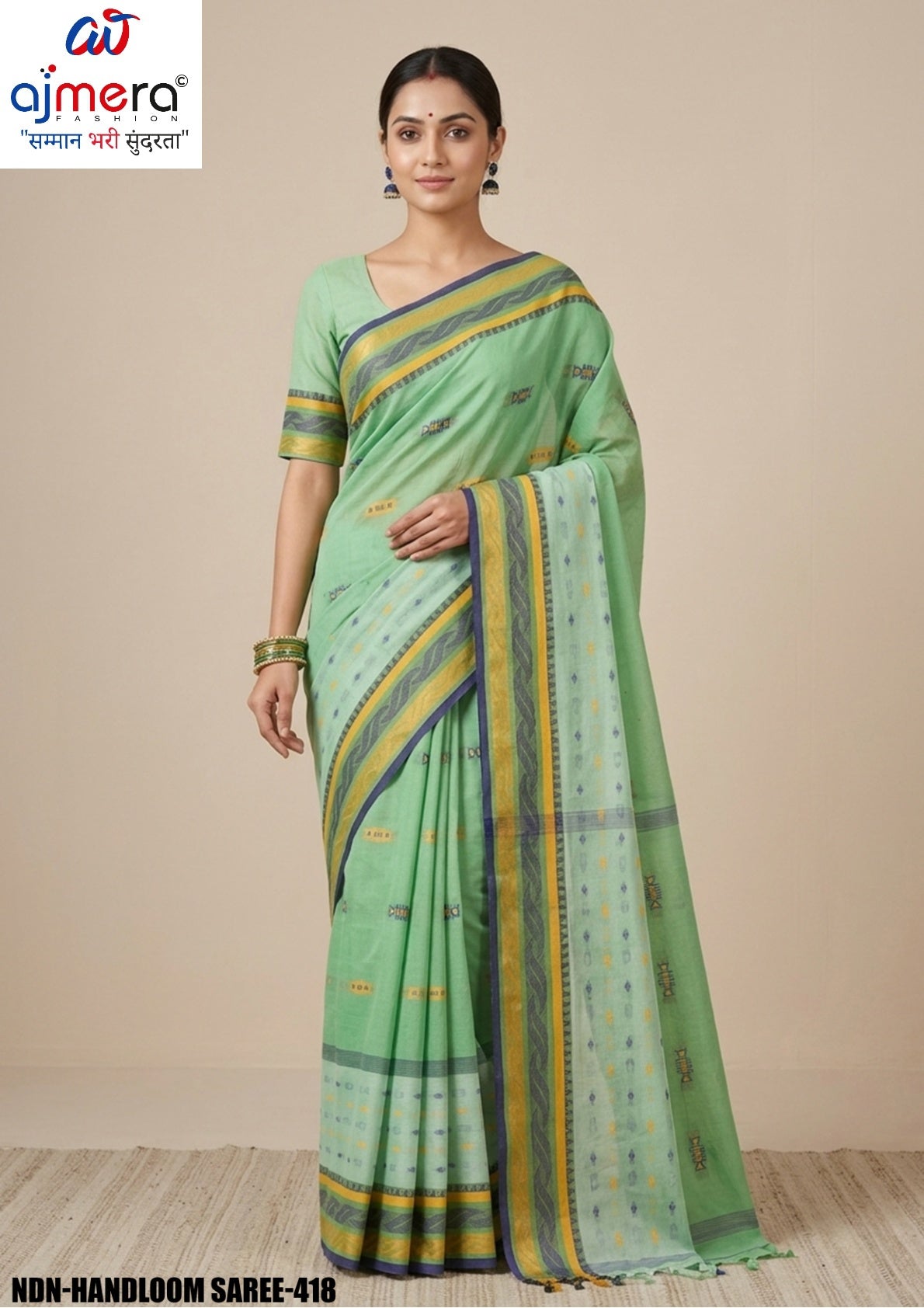 Wholesale Cotton Saree with Without Blouse for Premium Ethnic and Traditional Wear | NDN-HANDLOOM SAREE-418