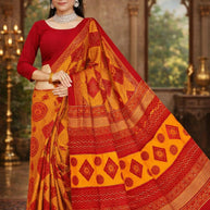 Handloom Cotton Saree with Without Blouse for Premium Ethnic and Traditional Wear | DS-CHIKU BANDHANI