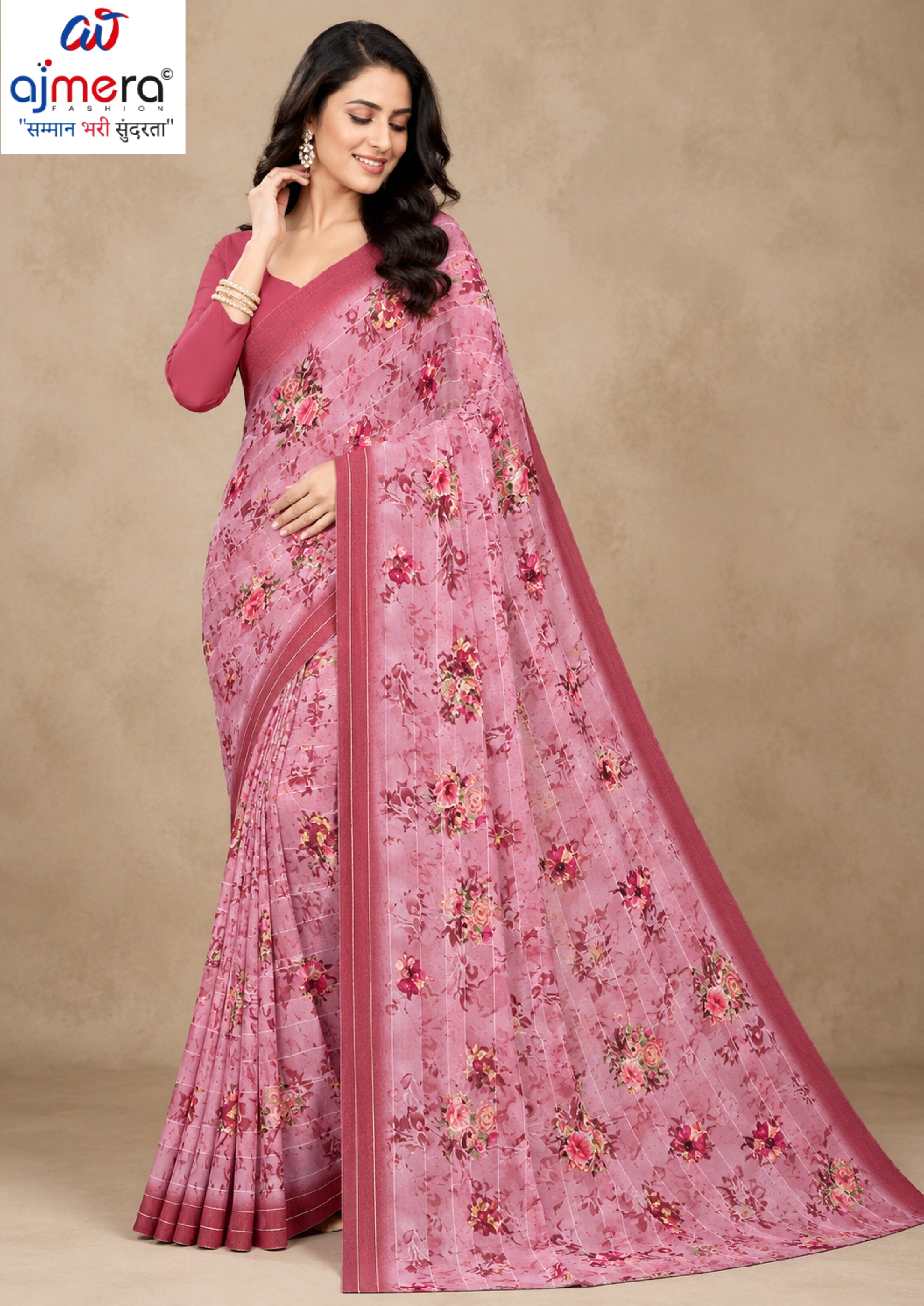 Graceful Printed Saree with Blouse Piece for Modern Ethnic Fashion  | CAS-MANGO SHAKE