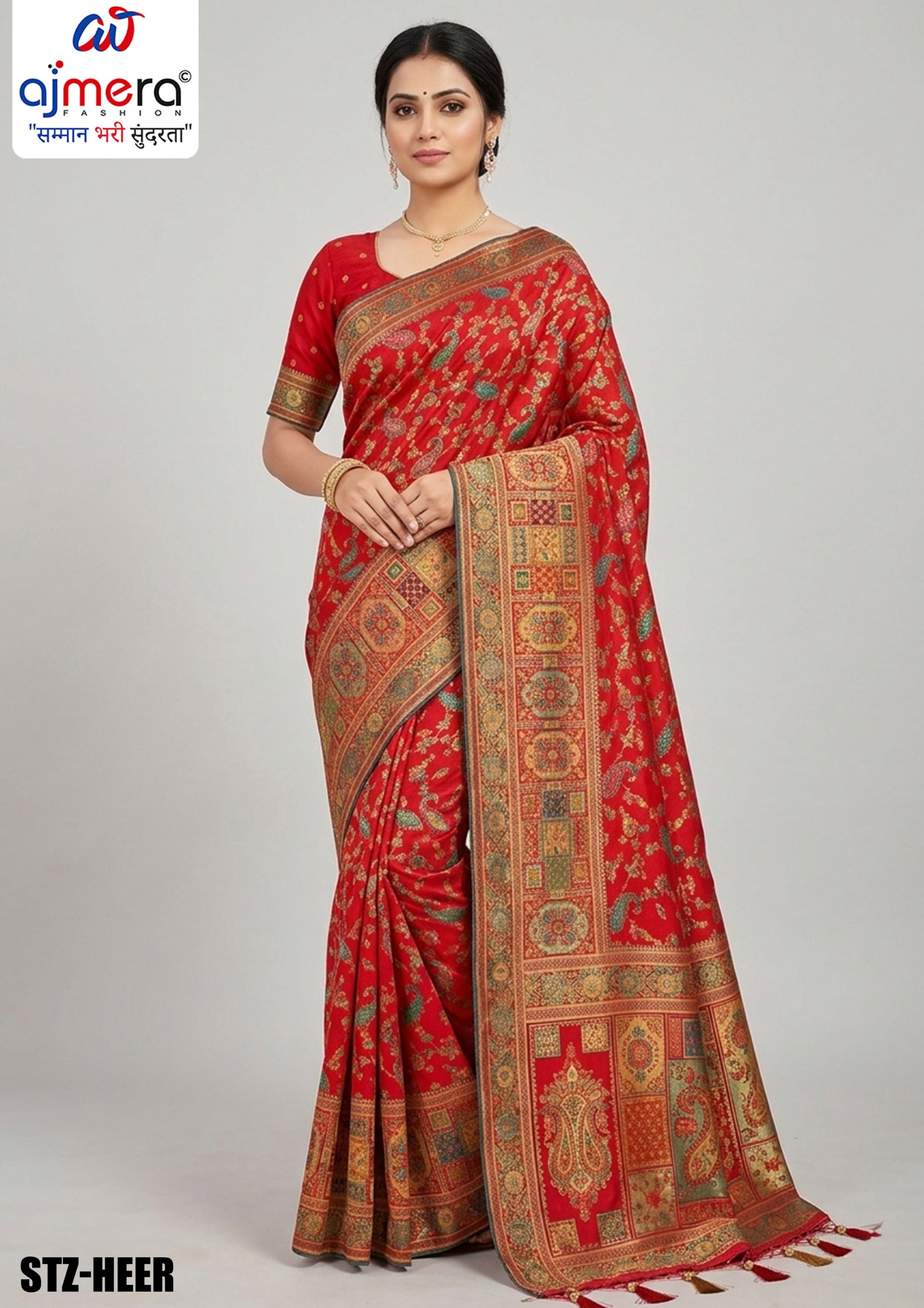 Vintage Jacquard Silk Saree With Blouse Piece | STZ-HEER