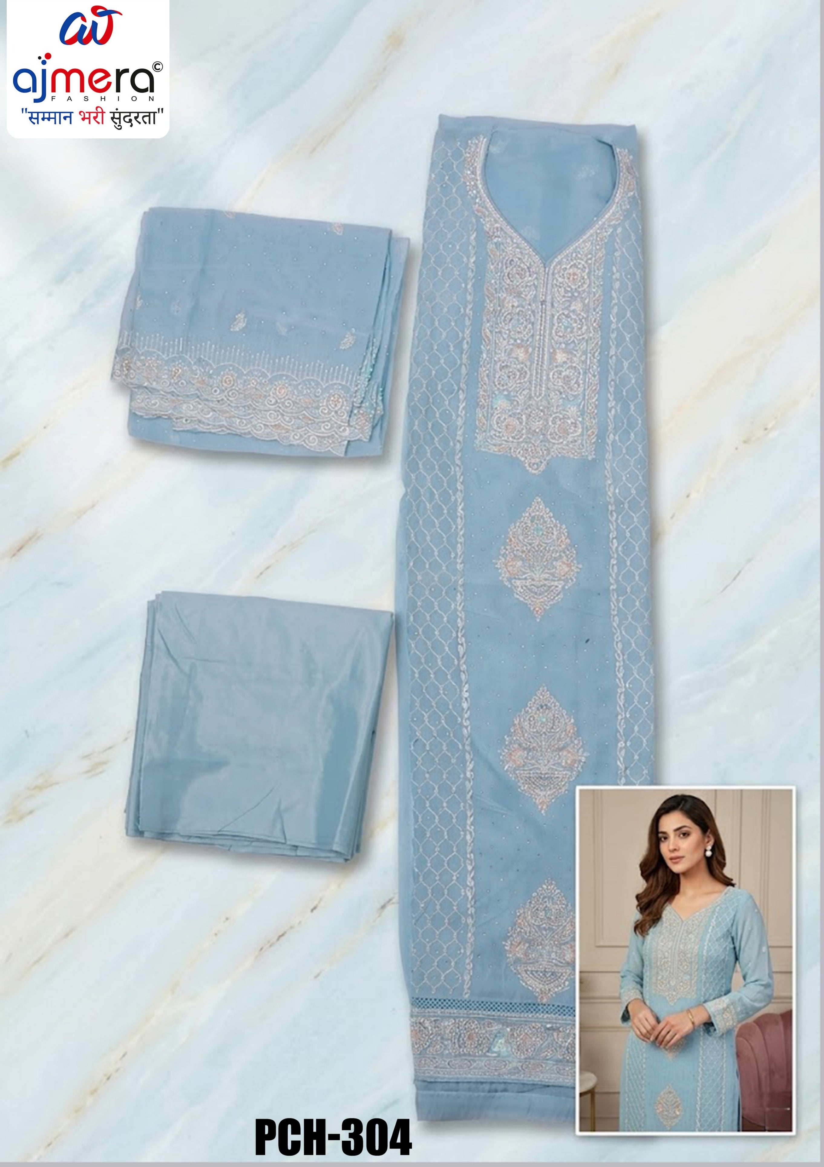 Premium Chiffon Unstitched Suit Set | PCH-304