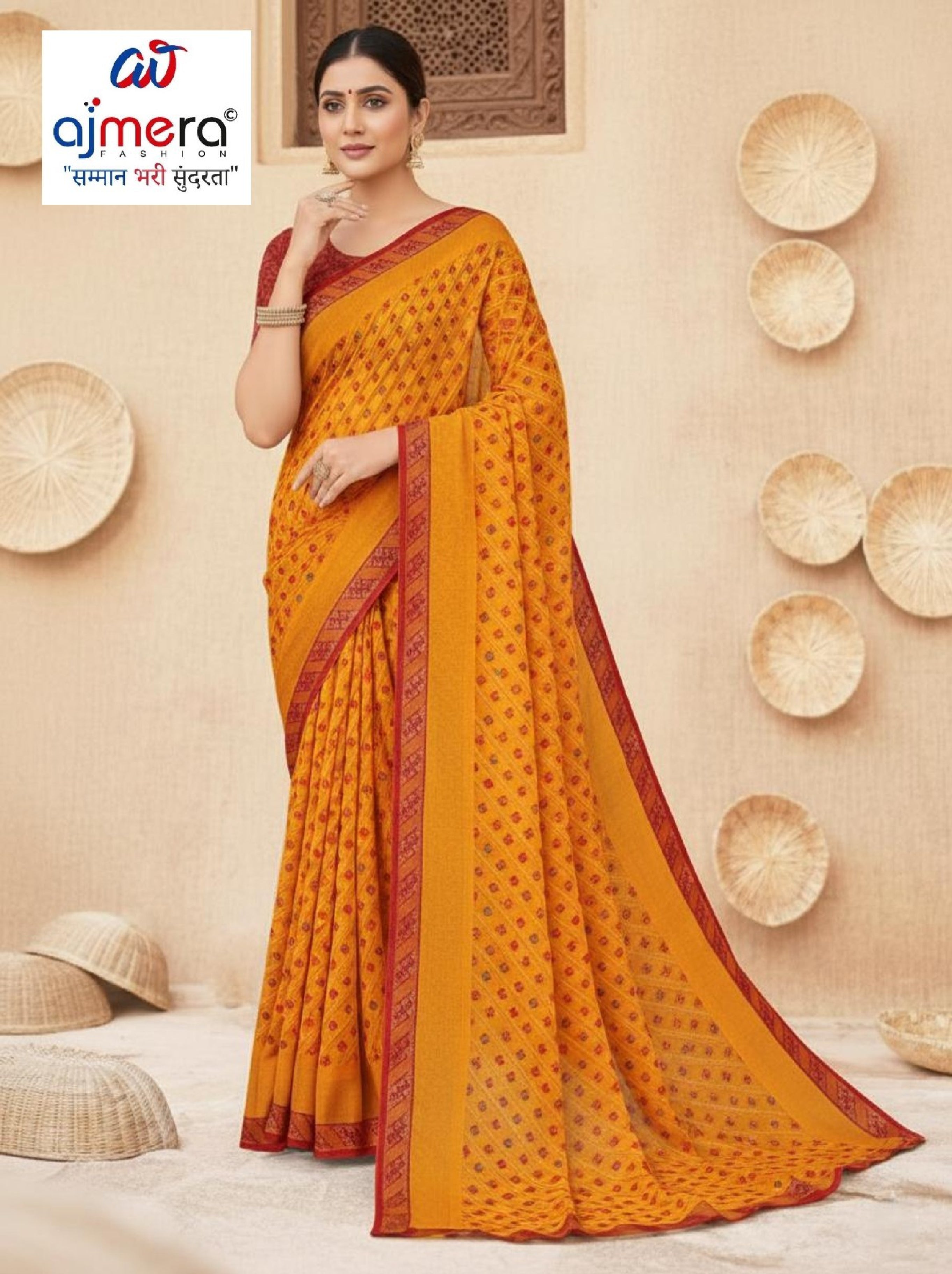 Classic Printed Saree with Blouse Piece for Timeless Traditional Style  | SGR-HALDI
