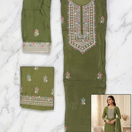 Elegant Glass Organza Unstitched Suit Set | BKE-JAINA
