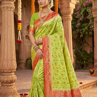Elegant Jacquard Silk Saree with Designer Blouse Piece for Festive Elegance | DOF-DOLA SHADED