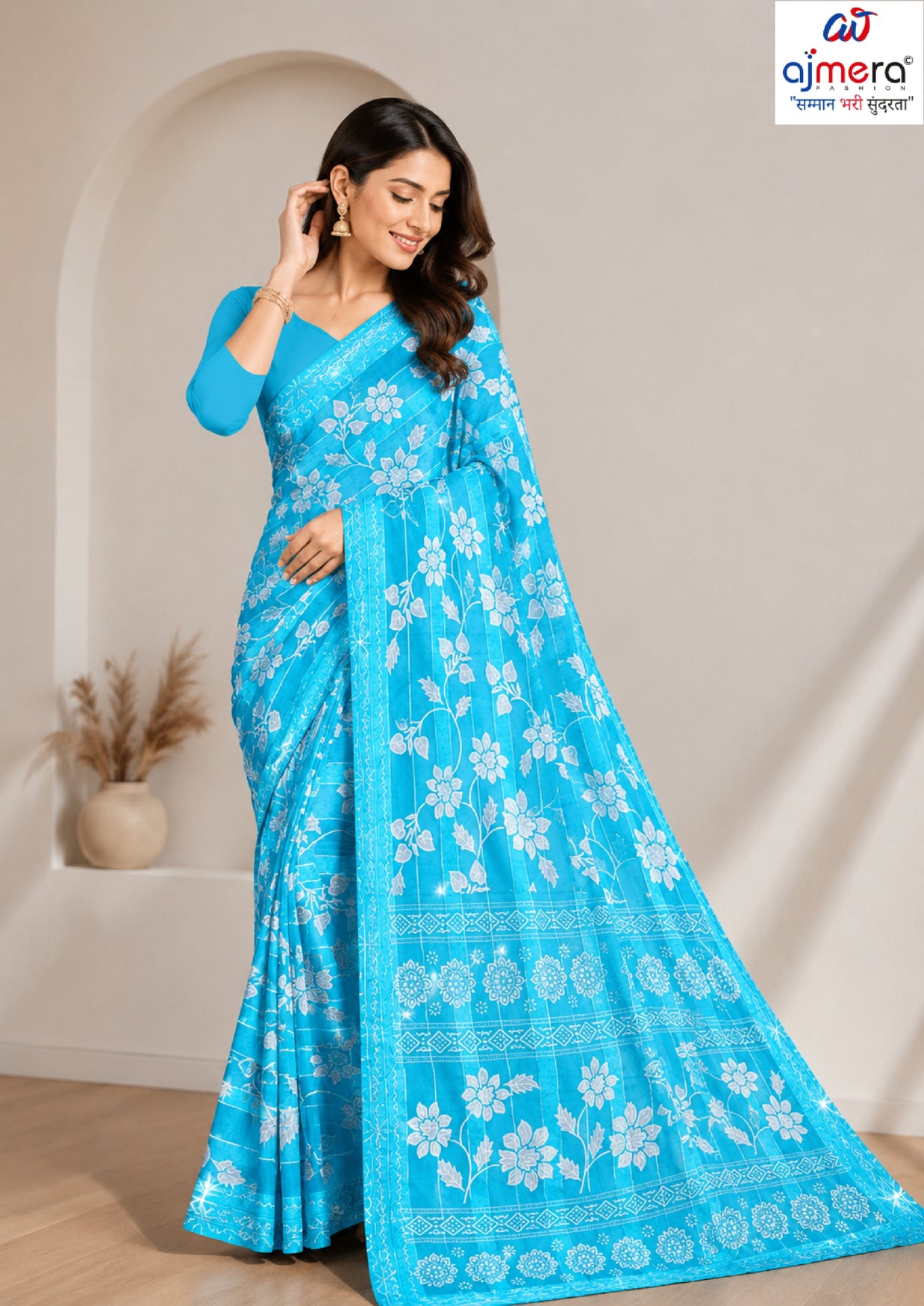 Exclusive Printed Saree with Blouse Piece for Elegant Ethnic Look  | CAS-FRESH FLOWER