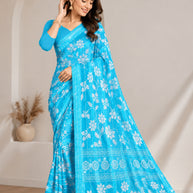 Exclusive Printed Saree with Blouse Piece for Elegant Ethnic Look  | CAS-FRESH FLOWER