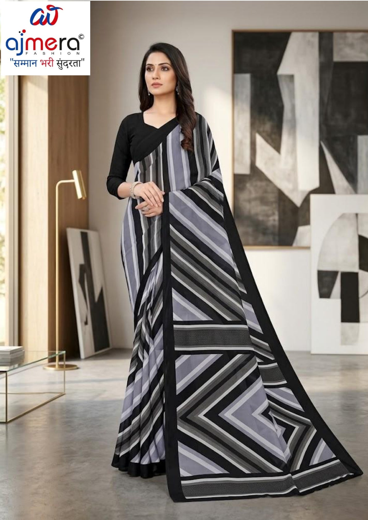 Printed Print Loose Saree with Blouse for Premium Ethnic and Traditional Wear | SGR-RENIYAL CRAPE