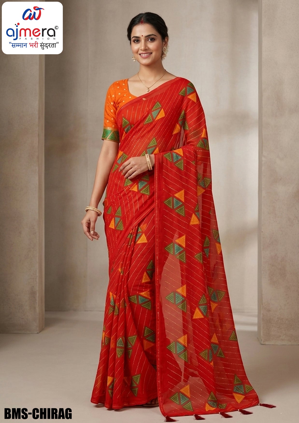 Fancy Print Loose Saree with Blouse for Premium Ethnic and Traditional Wear | BMS-CHIRAG