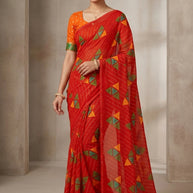Fancy Print Loose Saree with Blouse for Premium Ethnic and Traditional Wear | BMS-CHIRAG