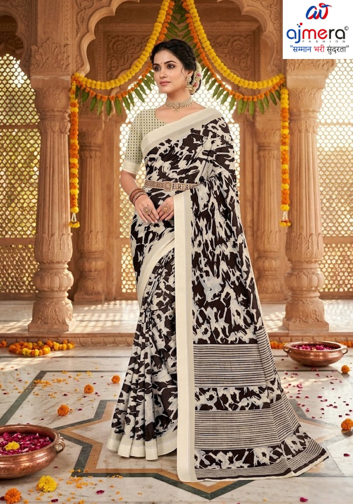 Elegant Printed Saree with Designer Blouse Piece for Festive Wear | GLC-ALPHA-1