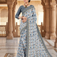 Zomato Print Loose Saree with Blouse for Premium Ethnic and Traditional Wear | CAS-INK POINT