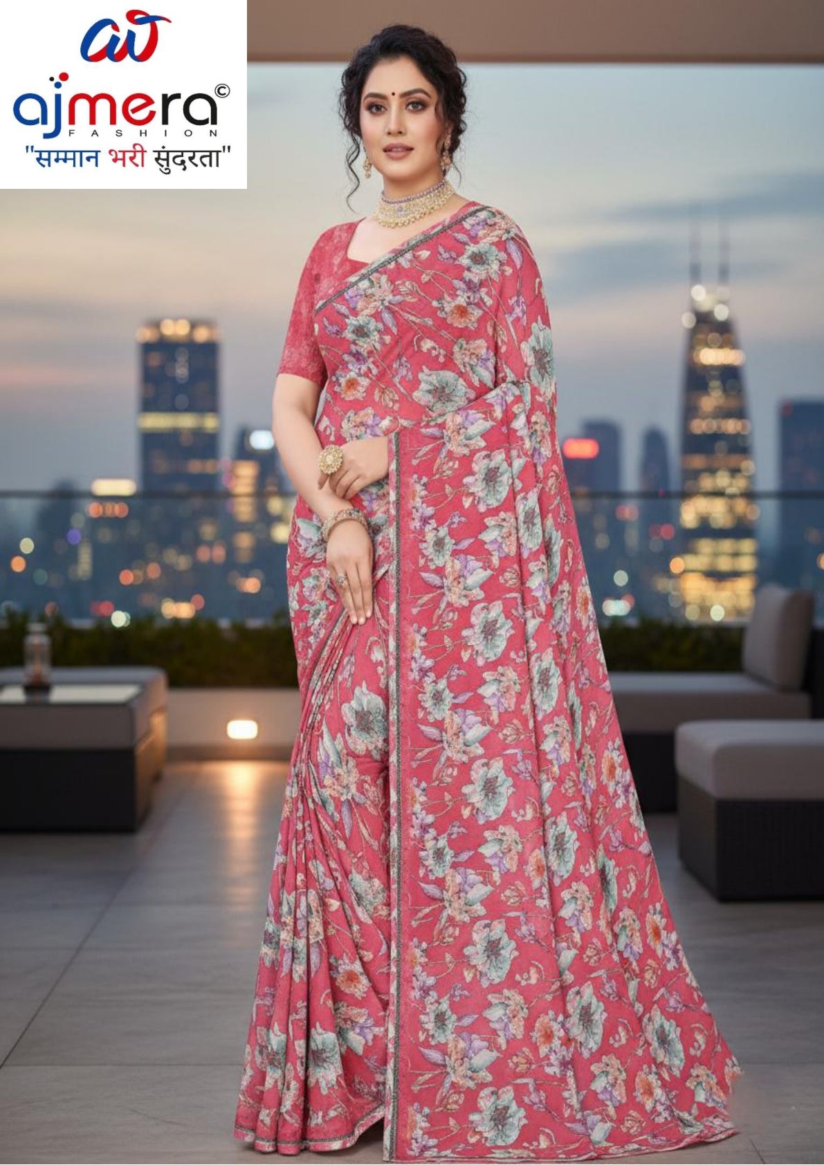 Fashionable Printed Saree with Blouse Piece for Festive Collection | GLC-TARASHA
