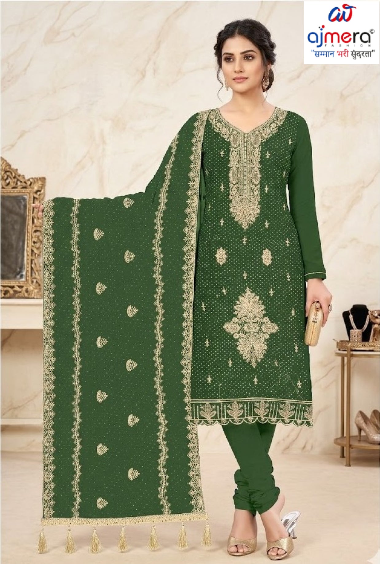 Premium Jaam Unstitched Suit Set | KVF-PINKY