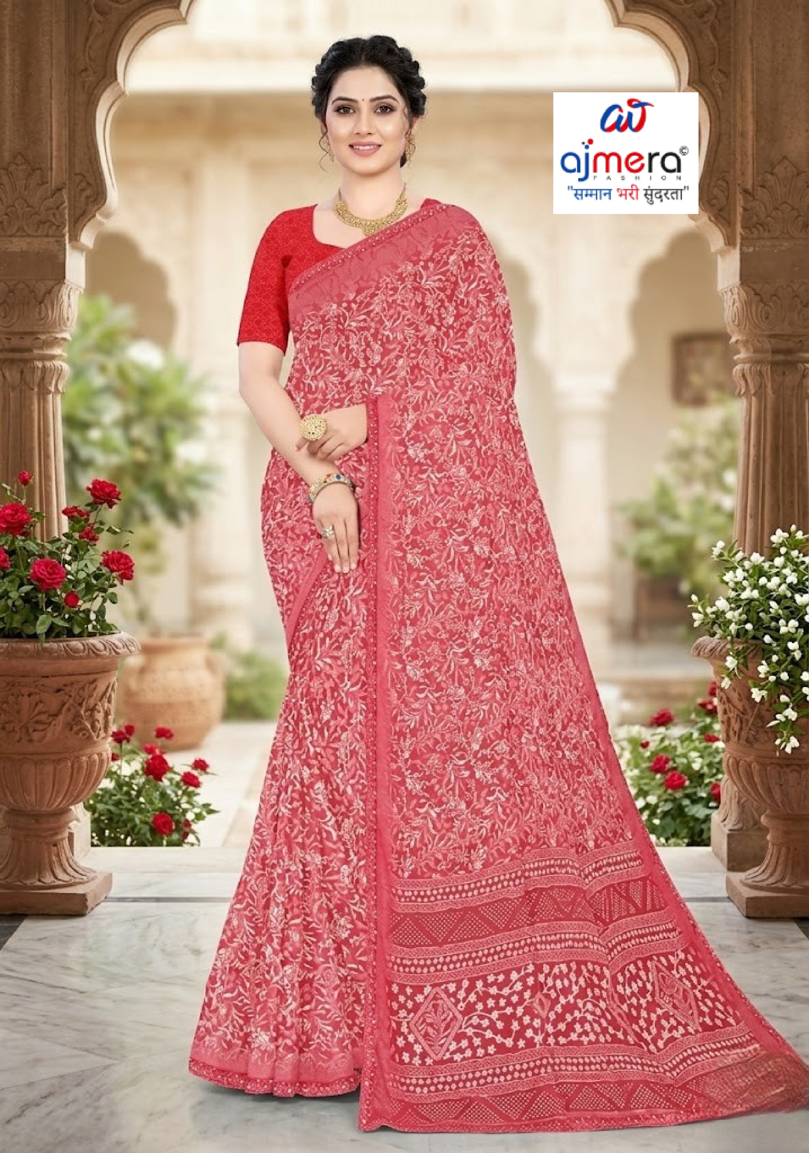 Designer Printed Saree with Blouse Piece for Special Occasions  | SSR-MUNNI