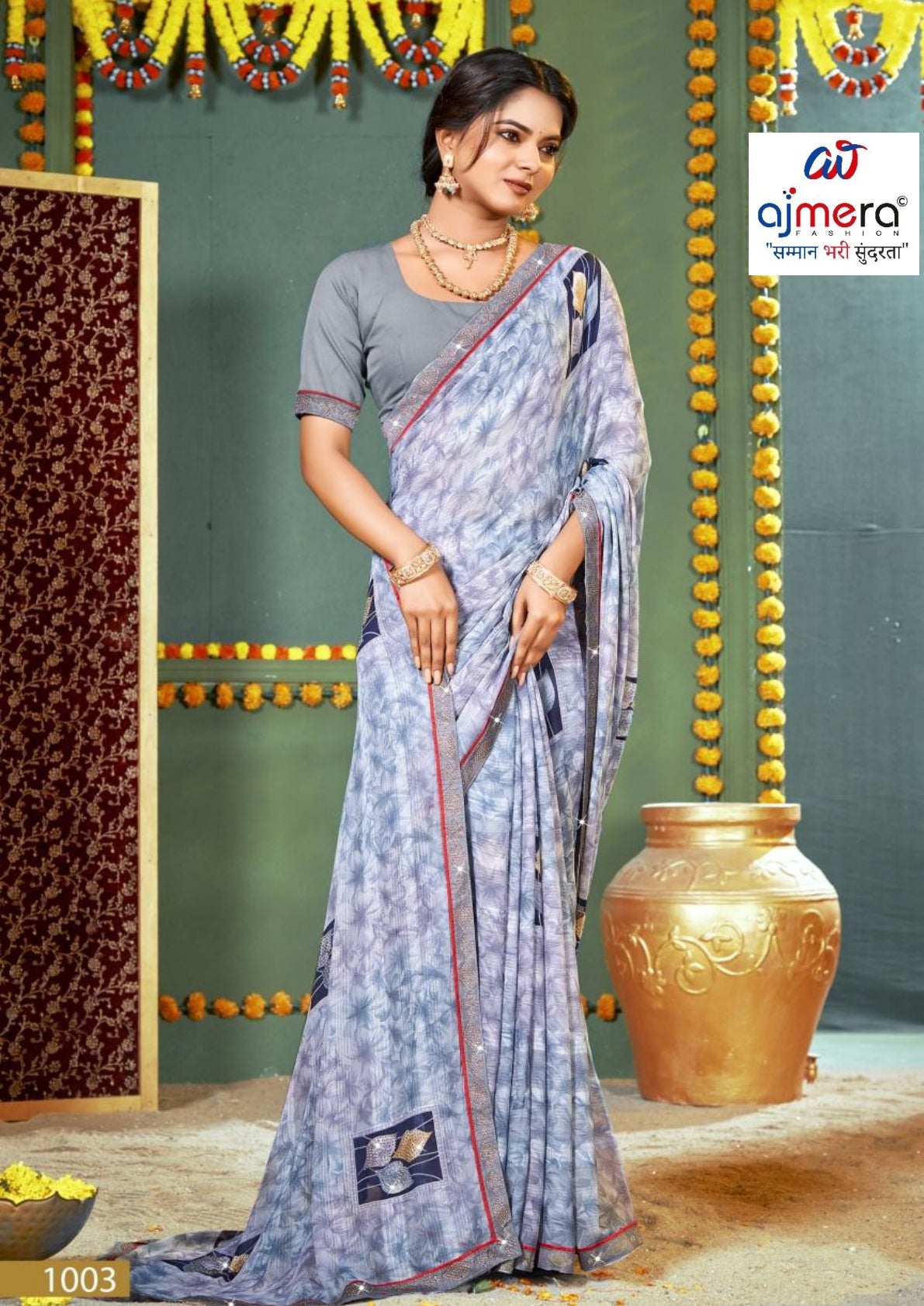 Beautiful Printed Saree with Blouse Piece for Cultural Celebrations | PRM-ANGOORI
