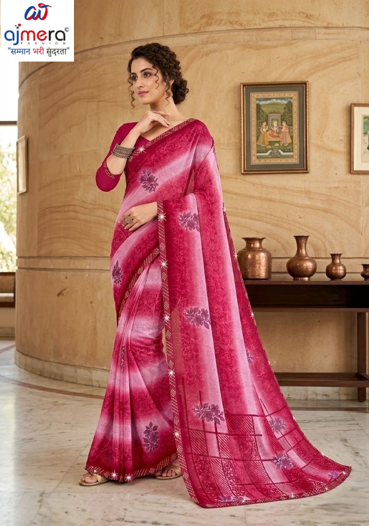 Premium Printed Saree with Matching Blouse Piece for Ethnic Elegance  | CAS-VARMALA