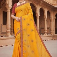 New Dyed Matching Saree Design with Blouse Piece for Premium Ethnic and Traditional Wear | VKM-KESARI