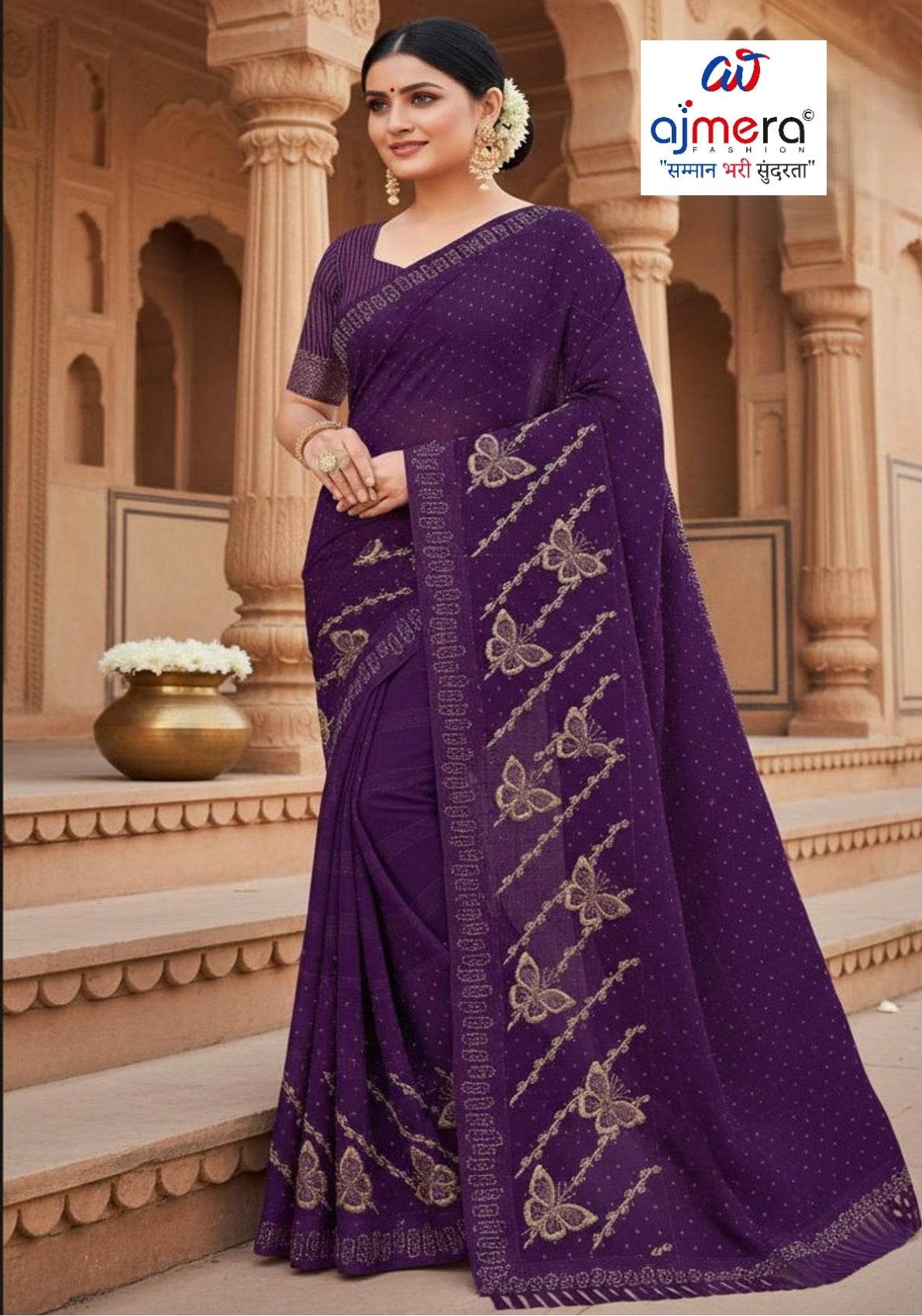 Soft Lycra Matching Saree with Blouse Piece for Premium Ethnic and Traditional Wear | VKM-KACHE DHAGE