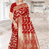 Premium Jacquard Silk Saree with Matching Blouse Piece for Ethnic Celebrations | MTE-25109