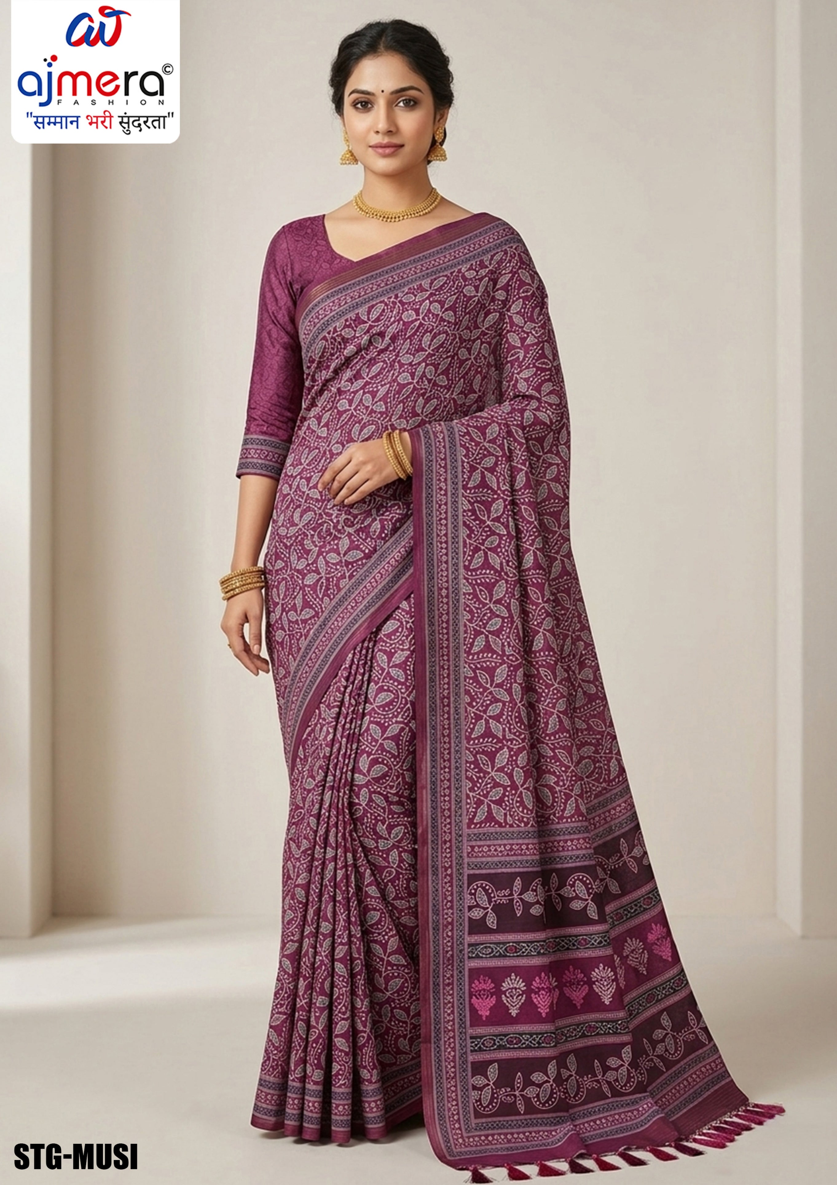 Digital Print Saree with Blouse Piece for Premium Ethnic and Traditional Wear | STG-MUSI