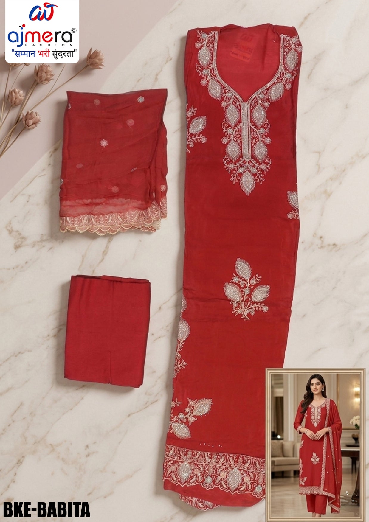 Premium Glass Organza Unstitched Suit Set | BKE-BABITA