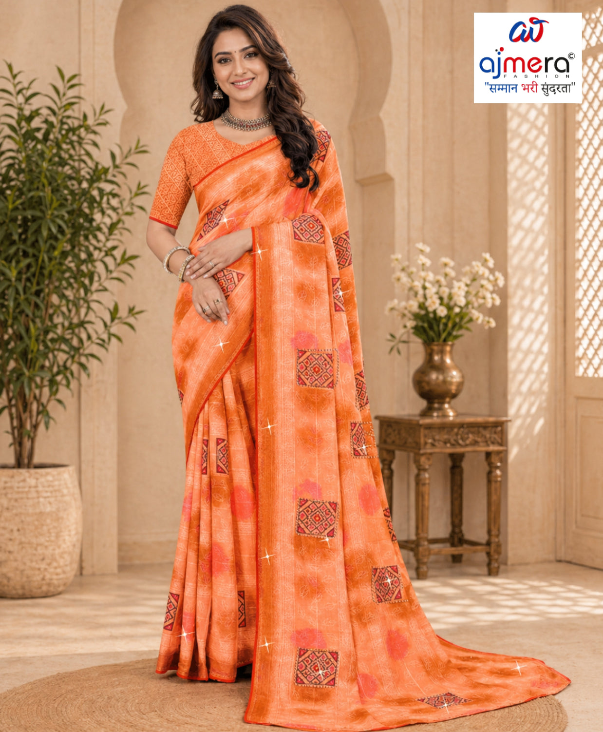 Chic Printed Saree with Blouse Piece for Sophisticated Ethnic Style  | TTS-EKNOOR