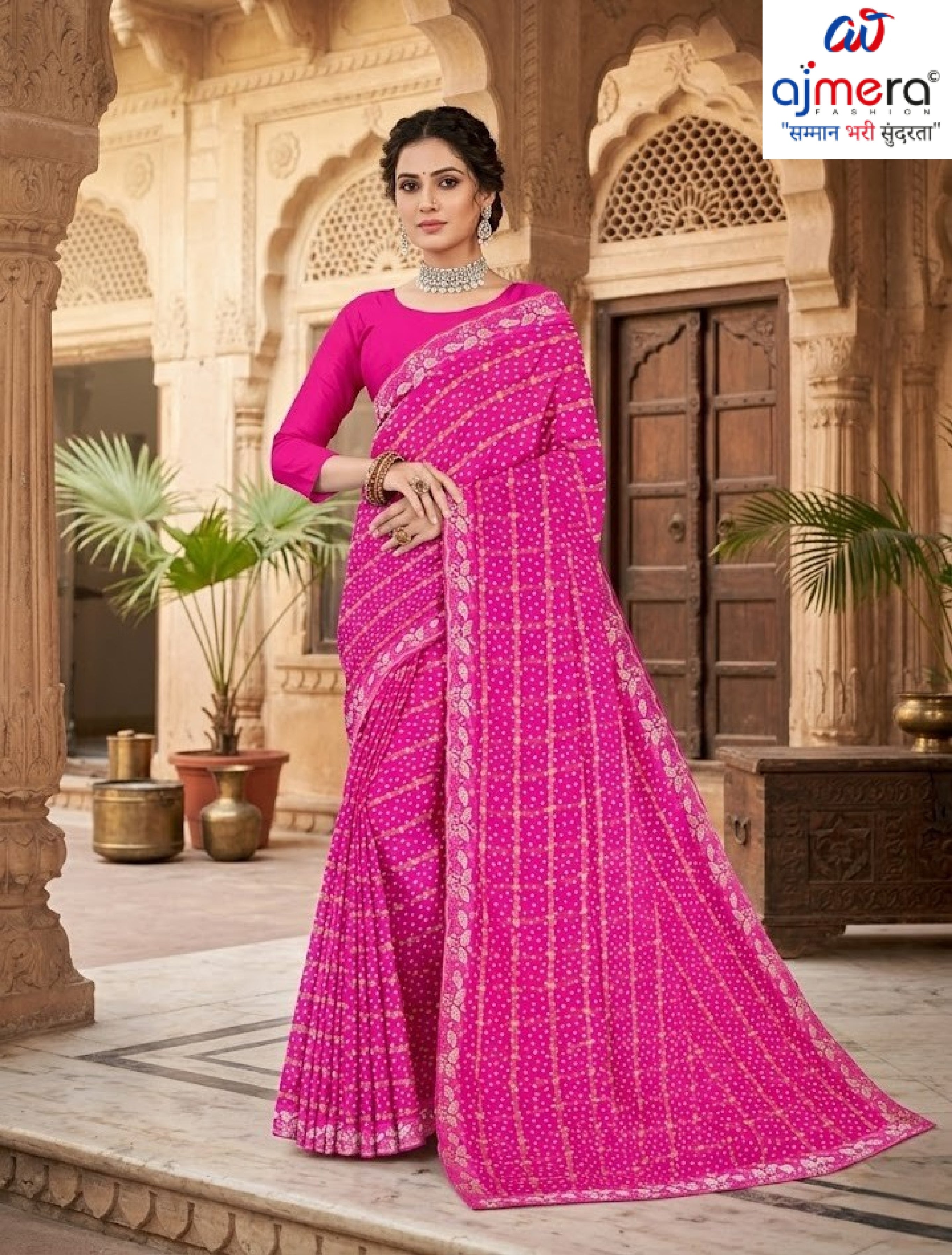 Georgette Print Loose Saree with Blouse for Premium Ethnic and Traditional Wear | TD-NAARI