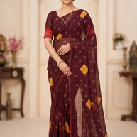 Dull Moss Print Loose Saree with Blouse for Premium Ethnic and Traditional Wear | BMS-ANMOL PREM