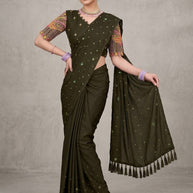 Georgette Indian Dyed Matching Saree with Blouse Piece for Premium Ethnic and Traditional Wear | RLL-ORIGNAL PEACOCK-1