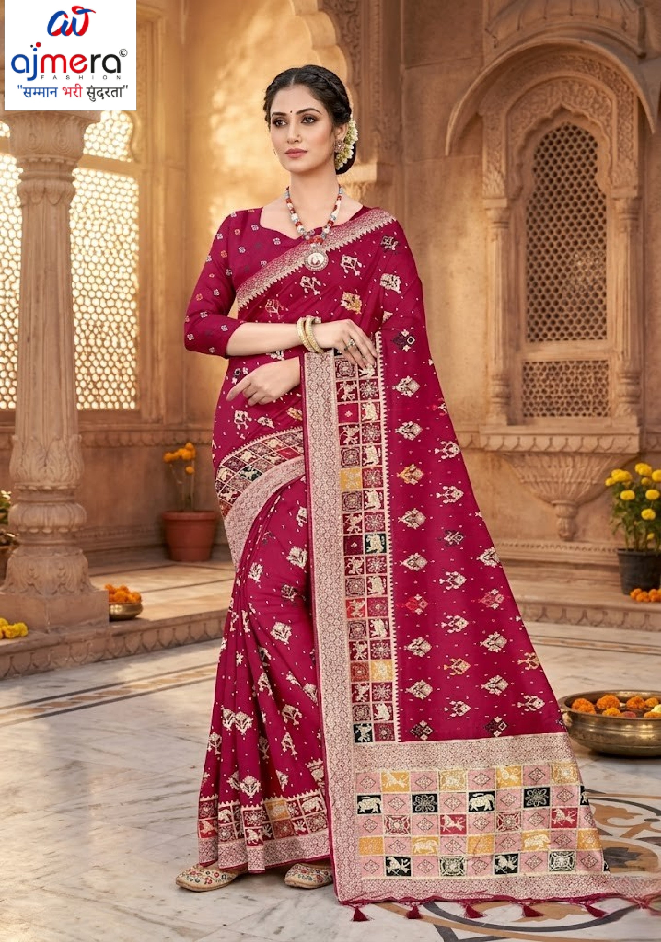 Viscose Print Loose Saree with Blouse for Premium Ethnic and Traditional Wear | PSM-ANUPAMA