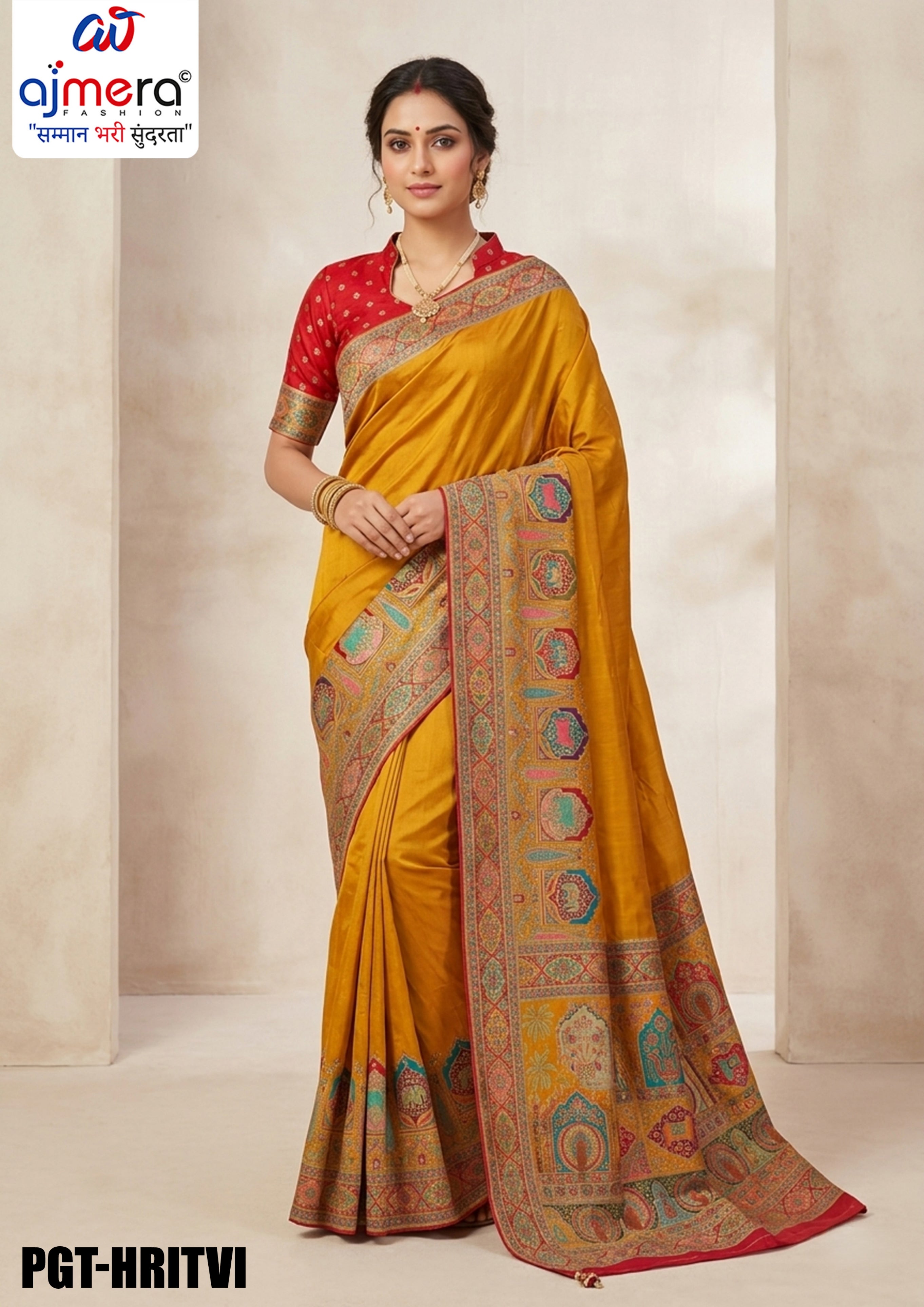Elegant Border Jacquard Silk Saree With Blouse Piece | PGT-HRITVI