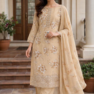 Premium Cambric Cotton Unstitched Suit Set | VAS-FLORAL FOREVER-2