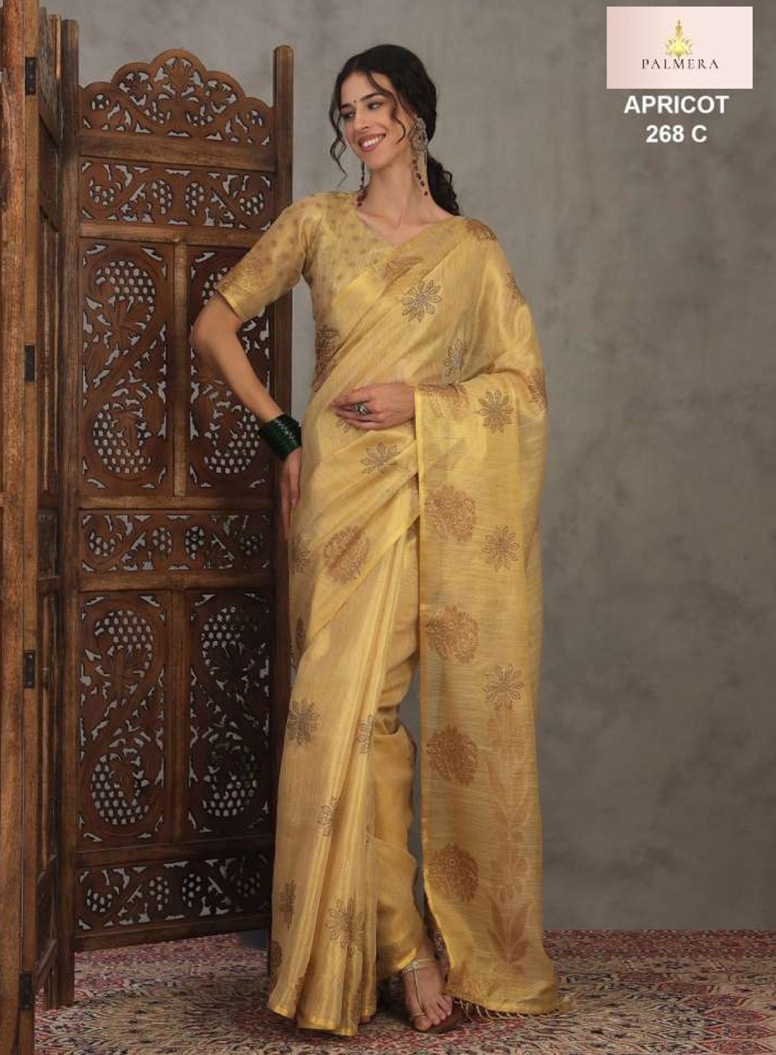 Apricot Linen Saree with Blouse for Premium Ethnic and Festive Wear | ALL-APRICOT-268